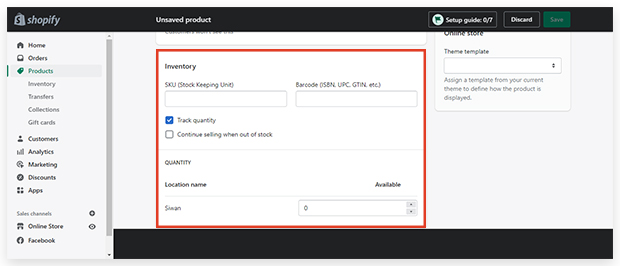 enter inventory information