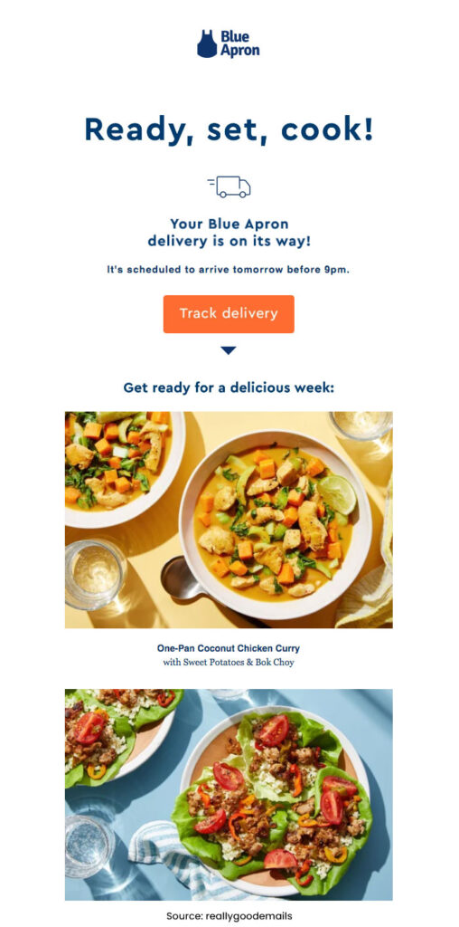 Blue Apron: "Come back for these exclusive recipes."