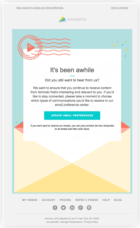 Animoto- We miss you emails

